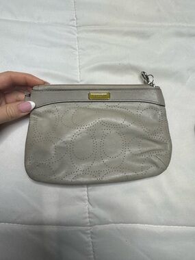 Coach Beige Leather Wristlet Pouch